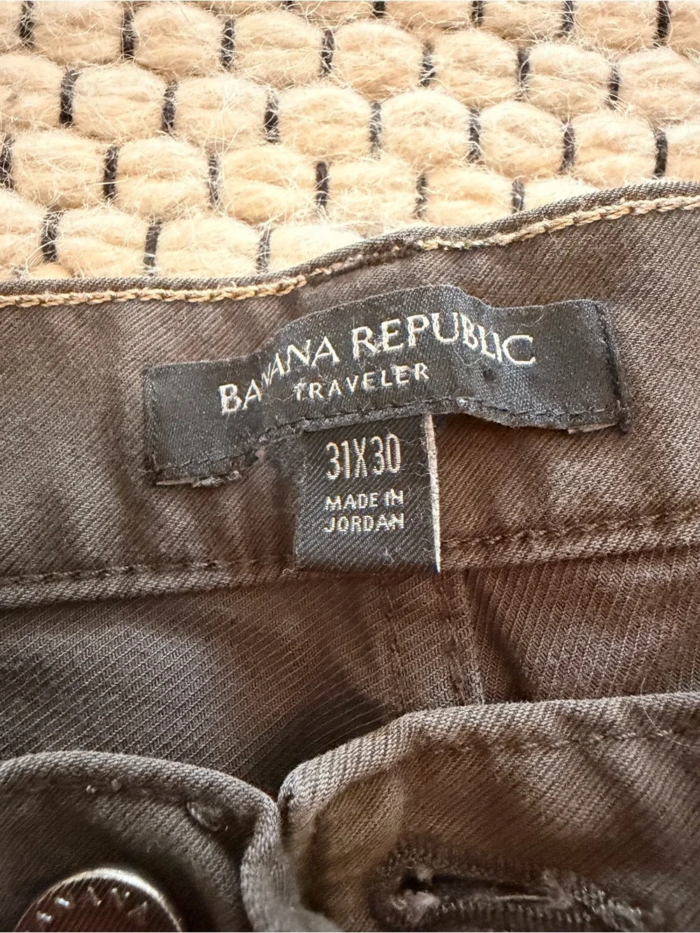 Banana Republic Men’s Traveler Pant Slim - Olive & Off White